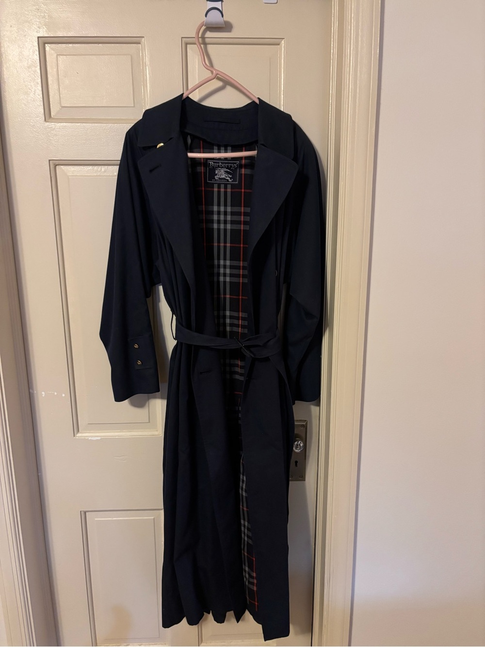Burberry Navy Trench Coat with Signature Check Interior - Picture 1 of 9